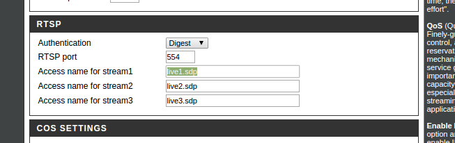 Dlink DCS-5222LB Network Camera Settings (RTSP)