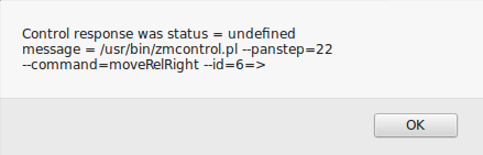 I get this error when I use my mouse to push right &gt;<br />arrow in the PTZ control link..