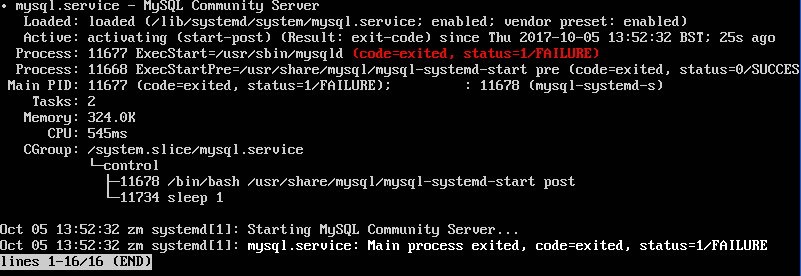 systemctl -l status mysql output.png