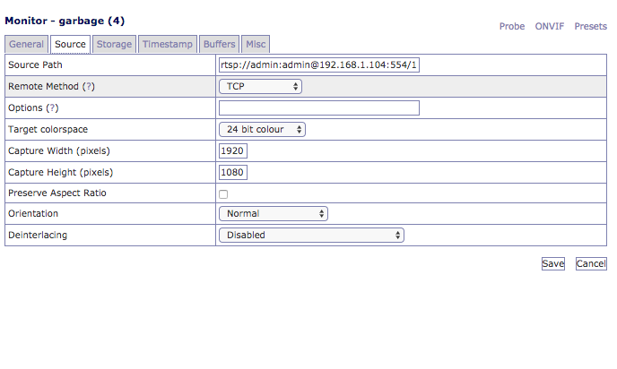 ZONEMINDER GENERAL TAB