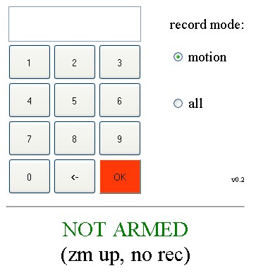 alarmcp screenshot (not armed)